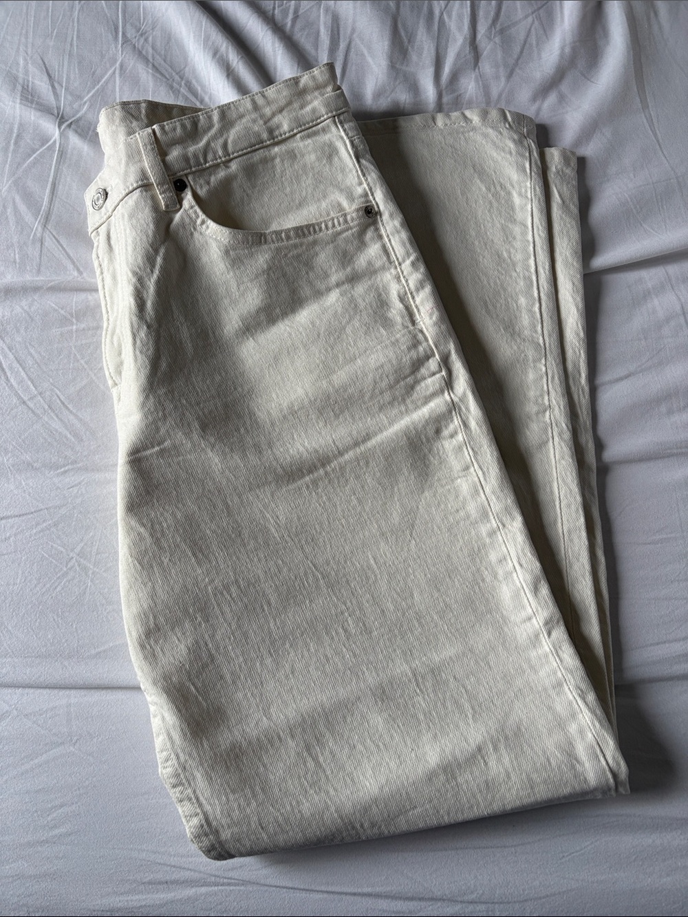 Massimo Dutti Cream Mid Rise Straight Jeans